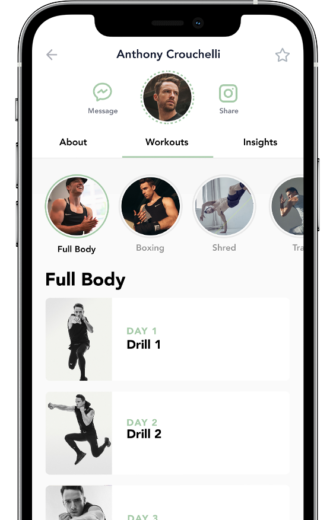 Full-body training
programs shown on a device
