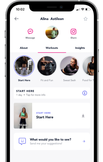 Full-body training
programs shown on a device