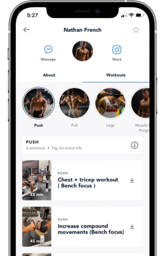 Training programs to get strong shown on a device
