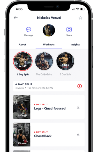 Full-body training
programs shown on a device