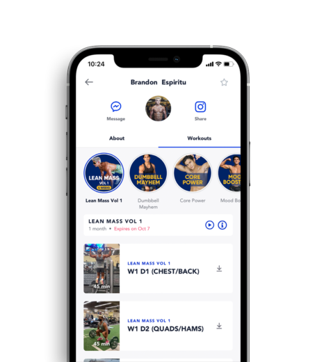 Strength training & yoga programs for everyone shown on a device