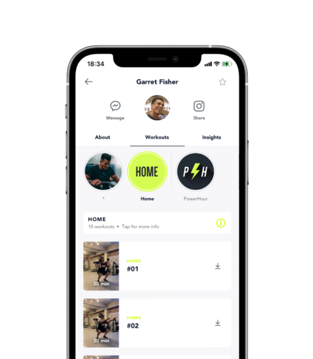 Real workouts for real results shown on a device