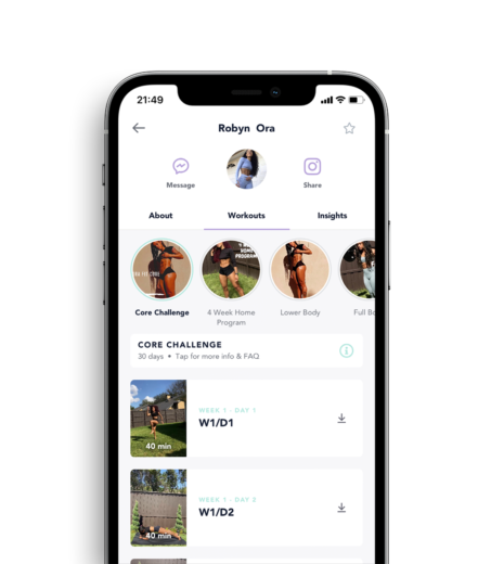 Workouts to push your body to results shown on a device