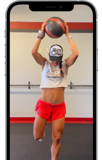 TOTAL BODY STRENGTH and RUNNING WORKOUTS shown on a device