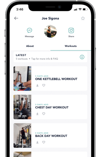 Strength & Performance training programs shown on a device