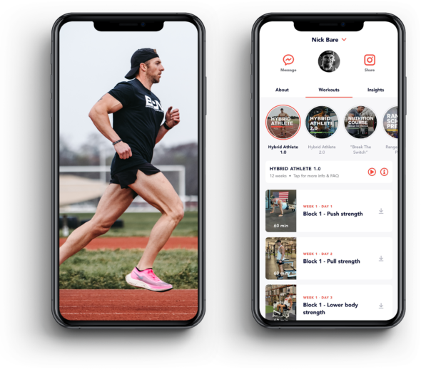 Full-body training
programs shown on a device