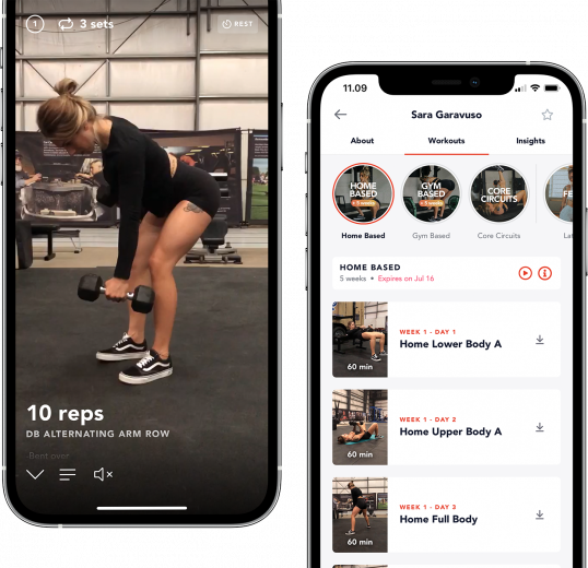 Workout with me shown on a device